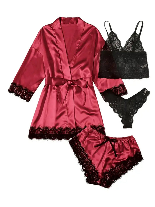 Ensemble Pyjama & Sous-Vêtements Glamour 4 Pièces