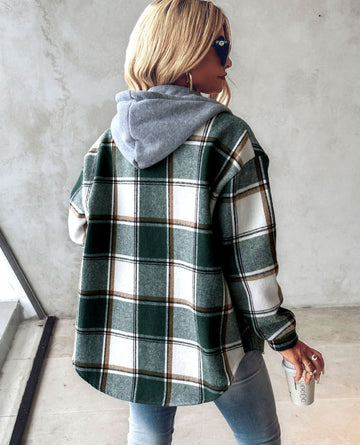 Sweat à capuche à cordon et motif plaid confortable pour femmes