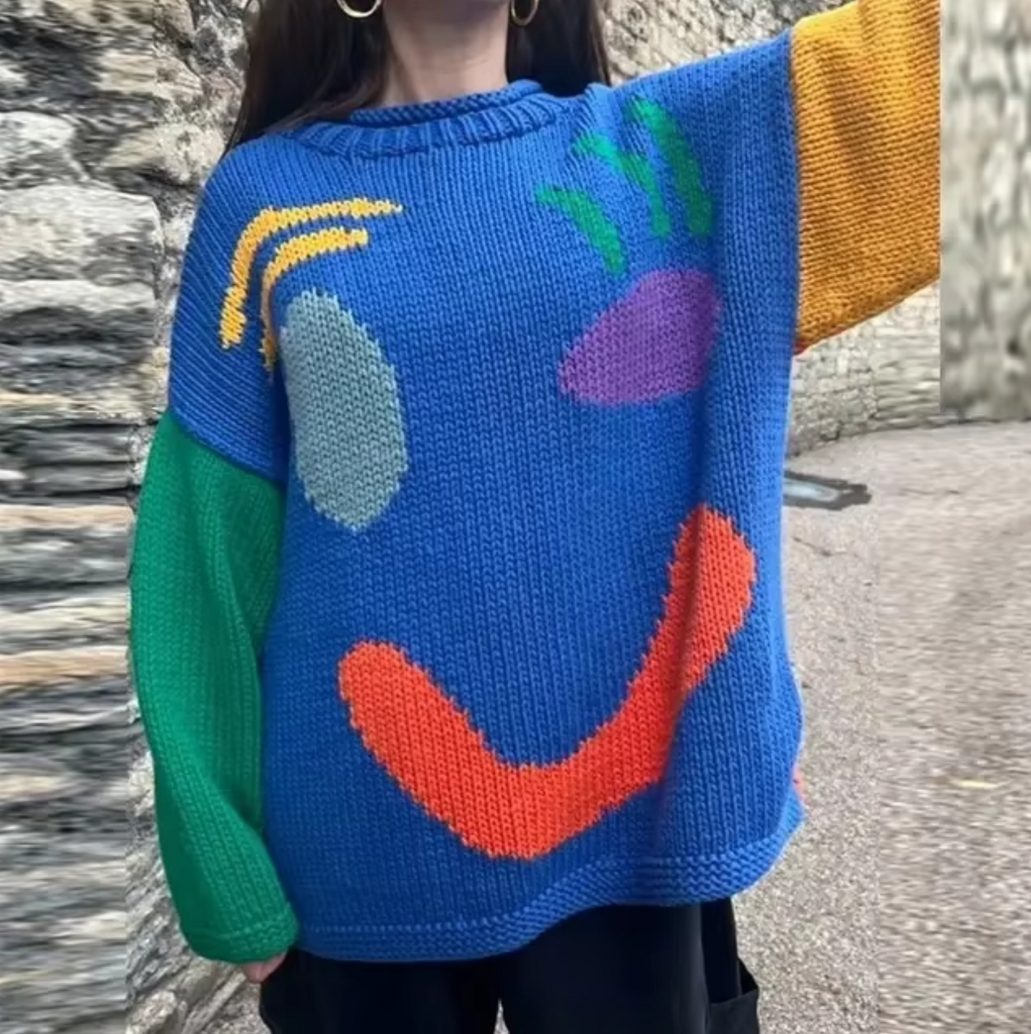 Pull en tricot de coton surdimensionné et confortable