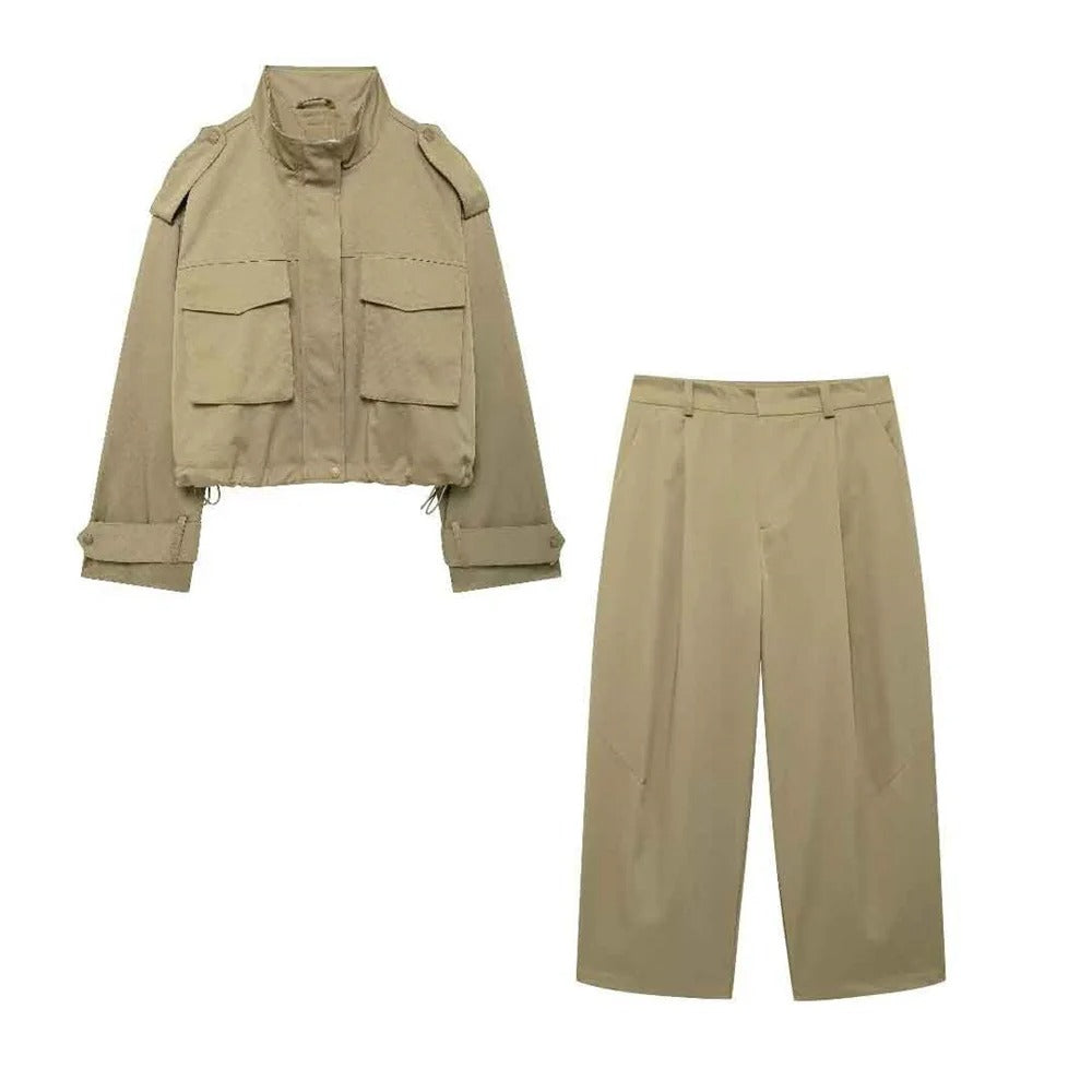 Veste Cargo Utility Décontractée avec Lanière et Détails de Poches