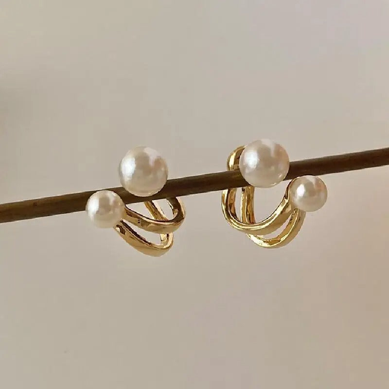 Élodie Lavin® | Boucles d’oreilles doubles anneaux et perles