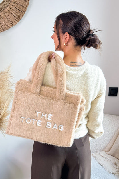 Tote Bag Fourrure Beige Rigide