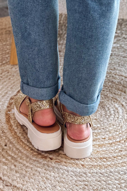 Sandales Nelissa Paillettes Doré