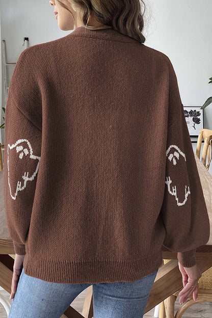 Cardigan en tricot fantôme d'Halloween confortable