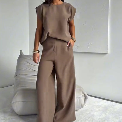 Ensemble chic deux pièces t-shirt et pantalon large