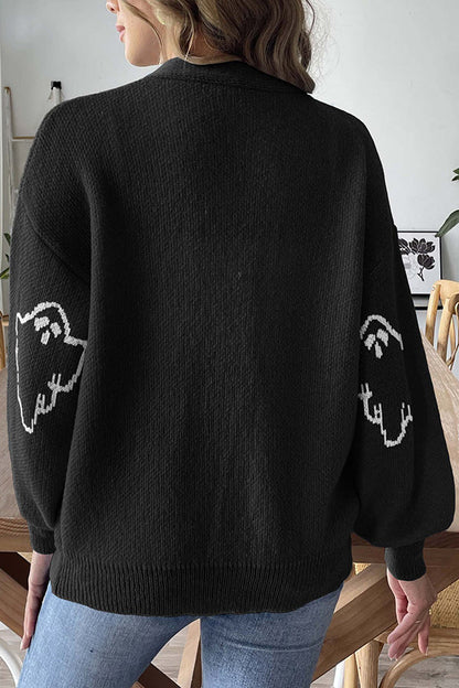Pull en maille à boutons fantôme d'Halloween douillet