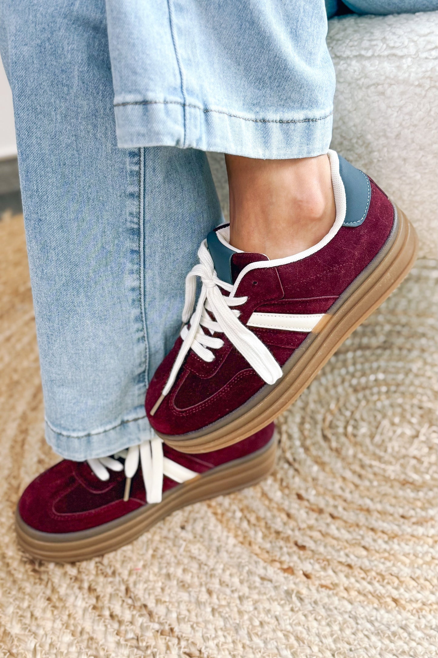 Basket Addax Bordeaux En Velours