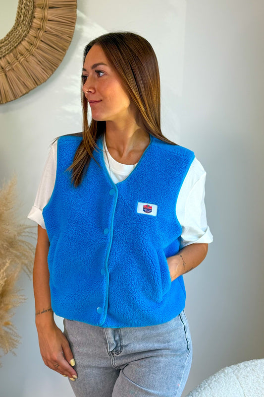 Gilet Teddy Giselyne Bleu Roi