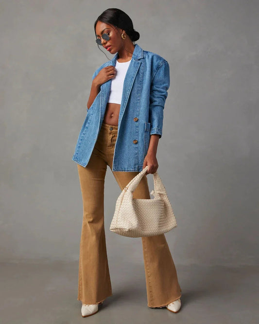 Veste Blazer en Denim Chic et Élégante pour Femme