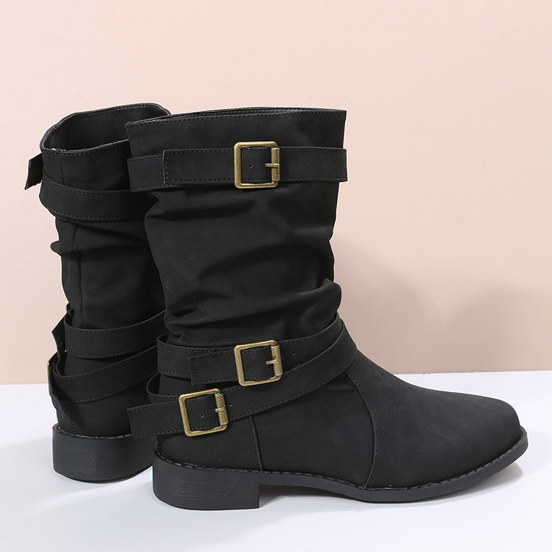 Bottes chevilles en cuir chic avec détail boucle