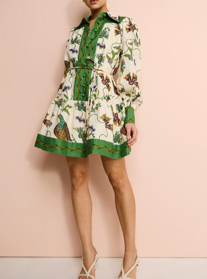 Pauline Laurent® | Mini-robe à manches longues avec imprimé flip vintage