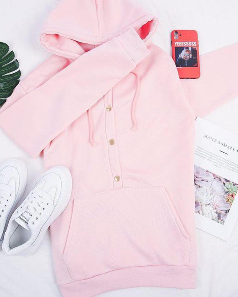 Sweat à capuche rose confortable avec poches kangourou pour femmes