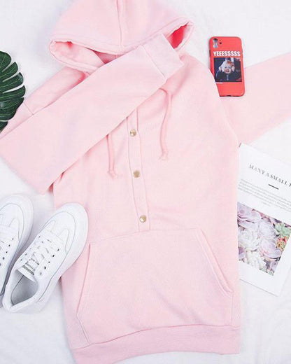 Sweat à capuche rose confortable avec poches kangourou pour femmes