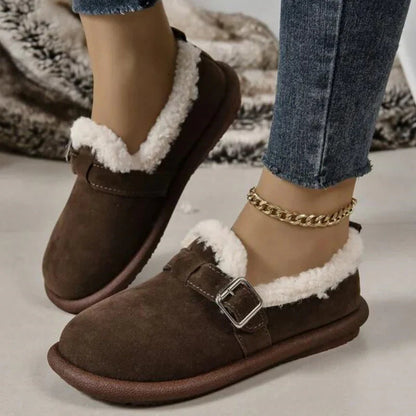 Ballerines confortables doublées en polaire avec bride à boucle