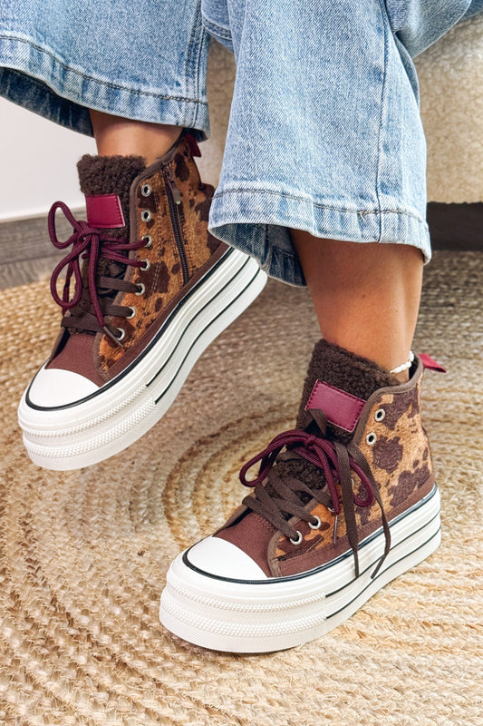 Style Converse Compensée Vache Poil Choco