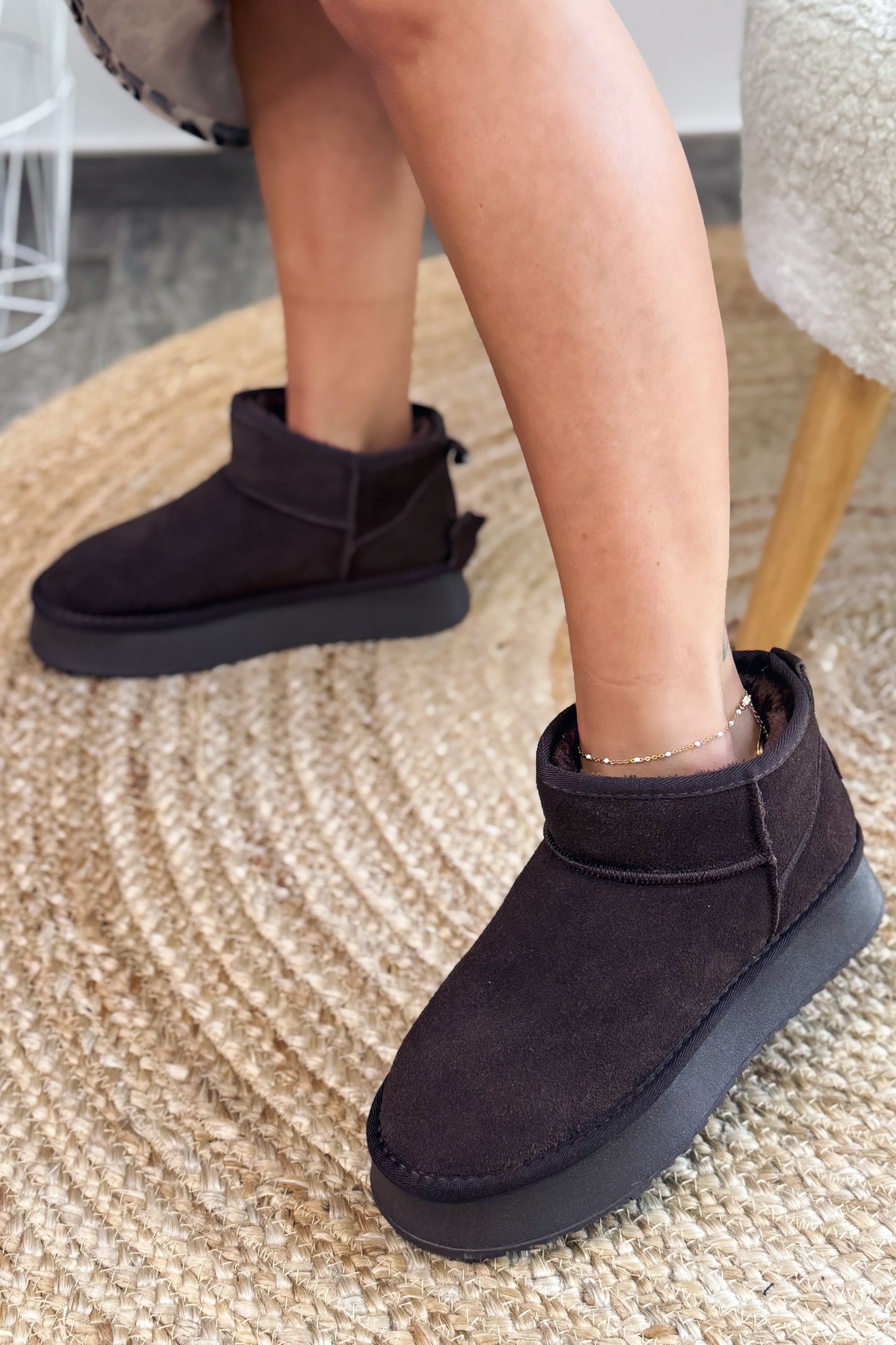 Boots Style Ugg Chocolat En Cuir