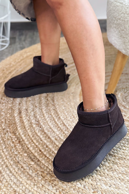 Boots Style Ugg Chocolat En Cuir