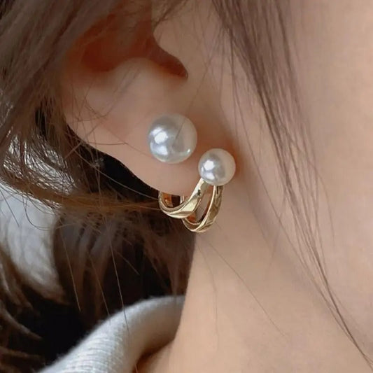 Élodie Lavin® | Boucles d’oreilles doubles anneaux et perles