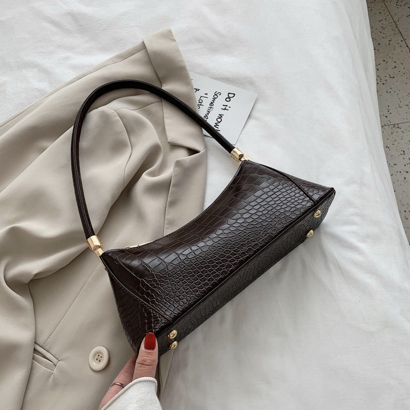 Sac baguette en cuir texturé