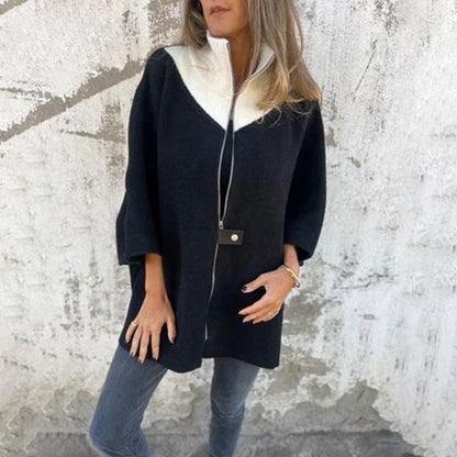 Veste Longue Bicolore Chic pour Couches Élégantes