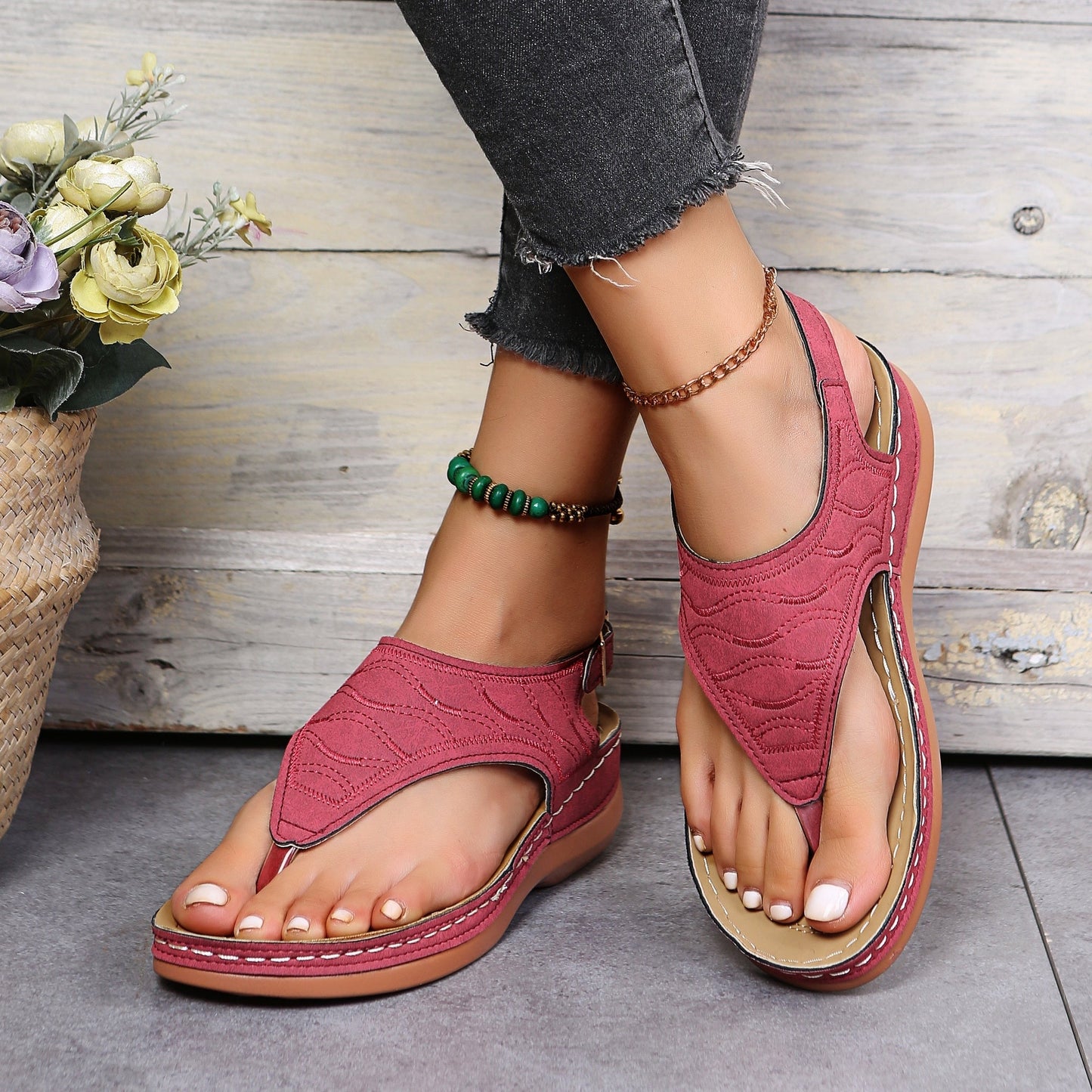 Sandales Plates Femme Confortables À Bout Ouvert