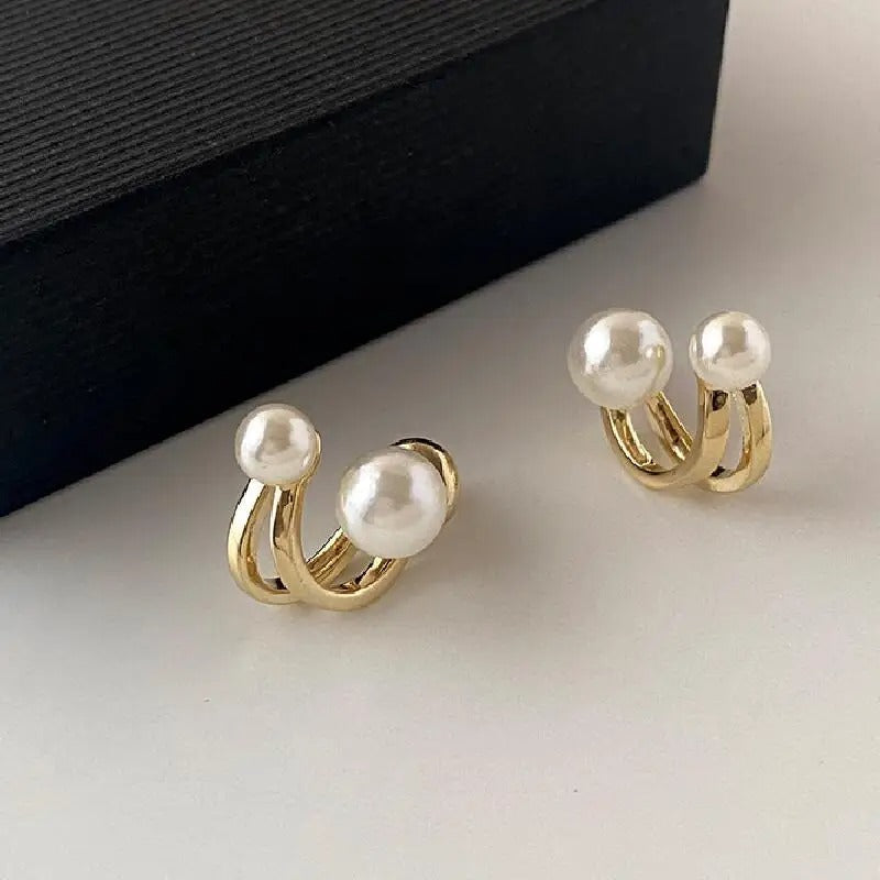 Élodie Lavin® | Boucles d’oreilles doubles anneaux et perles