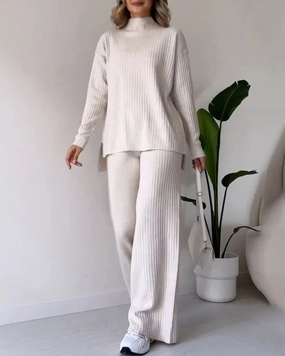 Ensemble deux pièces décontracté à fente chic