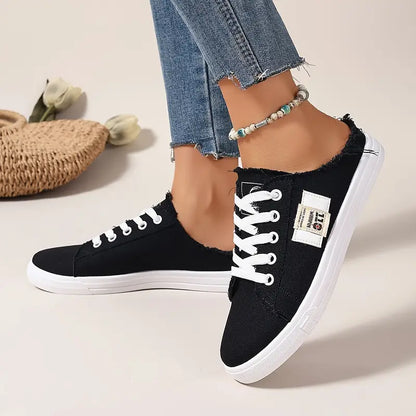 Cyrelia™ - Chaussures en toile lacées plates tendance et confortables qui vont avec tout