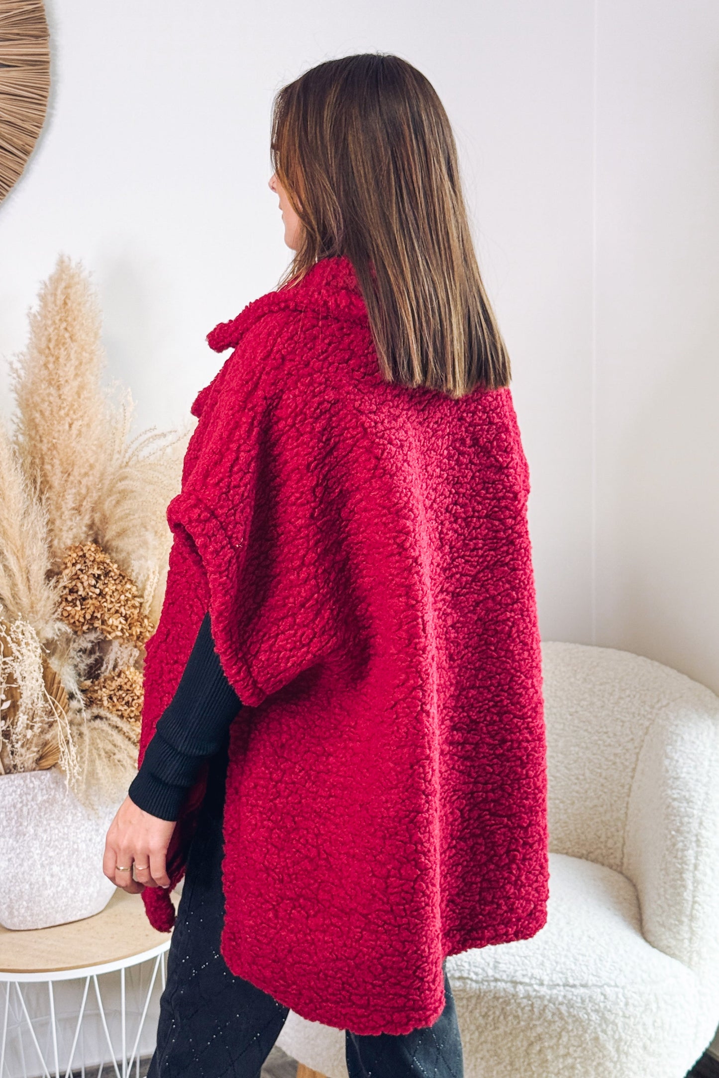 Veste Sans Manches Nettie Teddy Bordeaux
