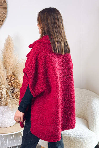 Veste Sans Manches Nettie Teddy Bordeaux