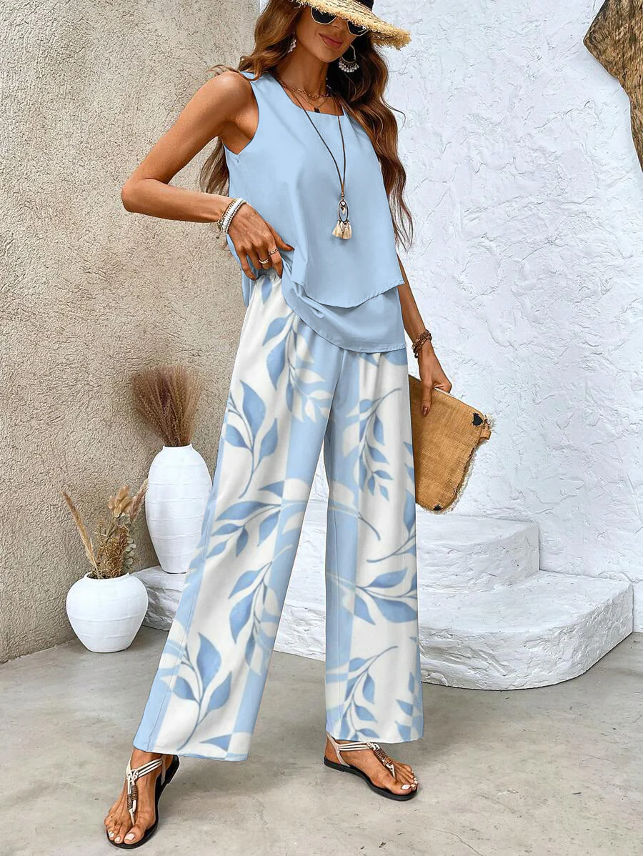 Ensemble de deux pièces avec haut et pantalon assortis