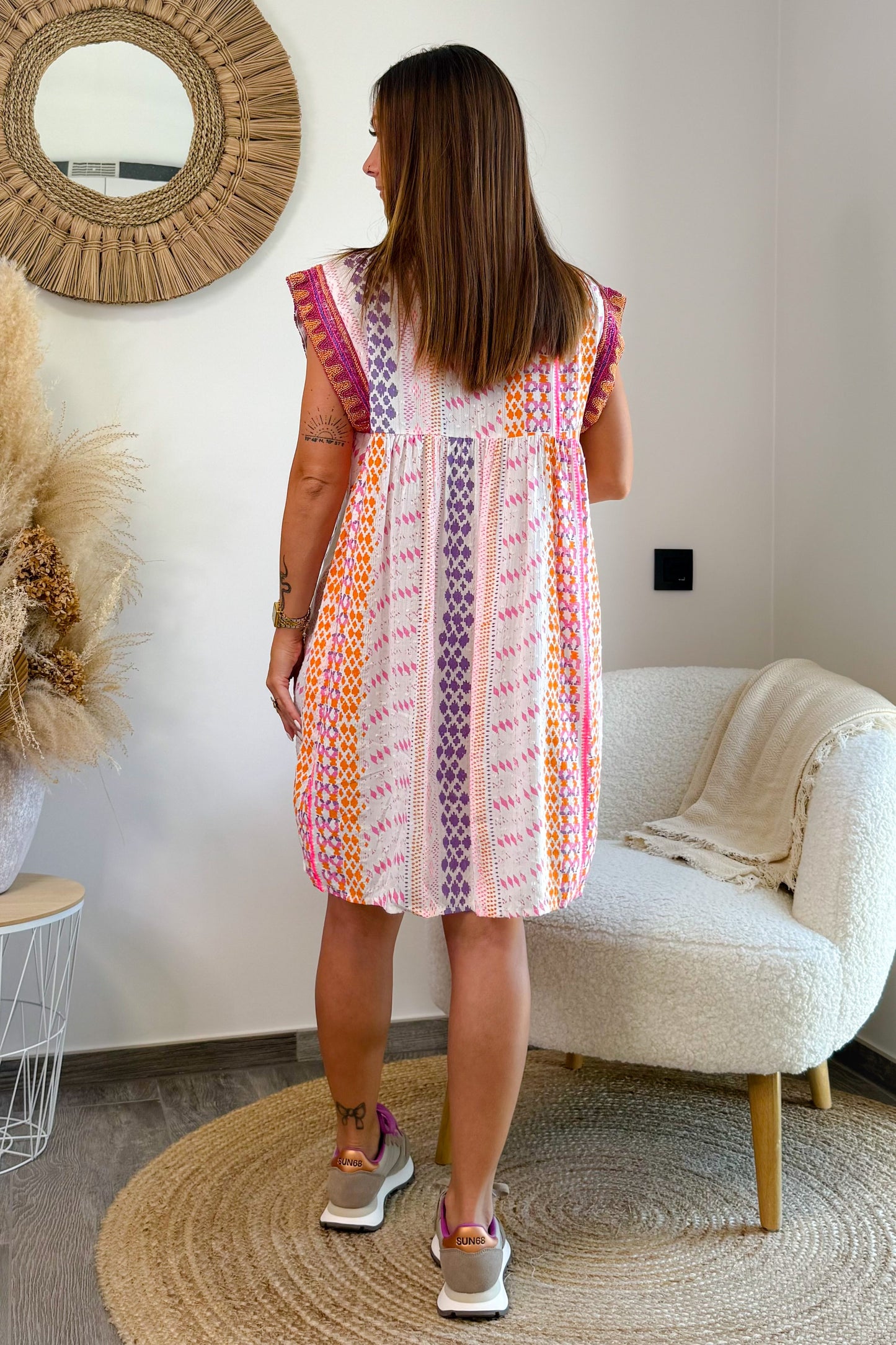 Robe Chemise Story Ikkat Blanc