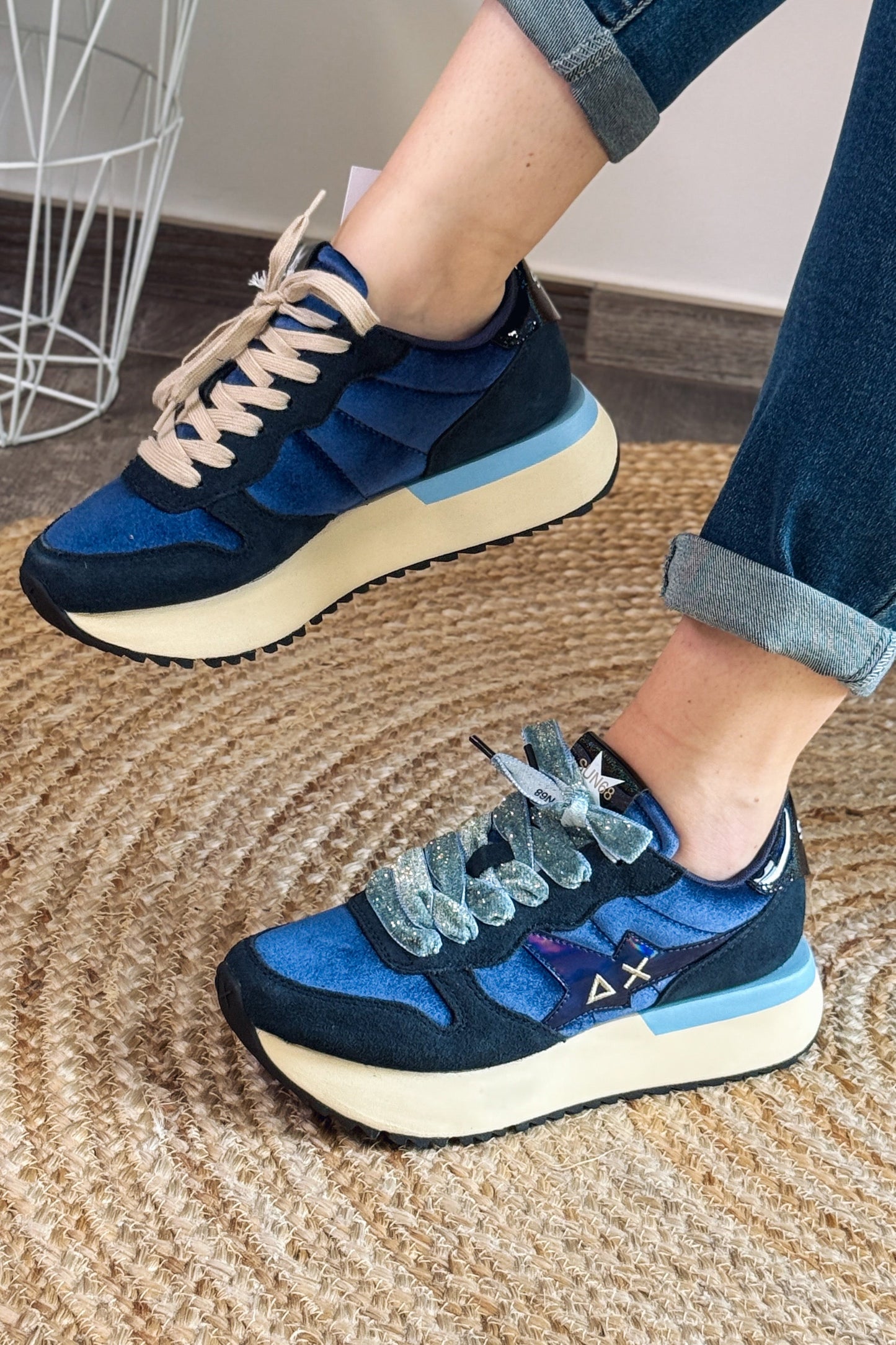 Baskets Compensée Sun68 Bleu Marine