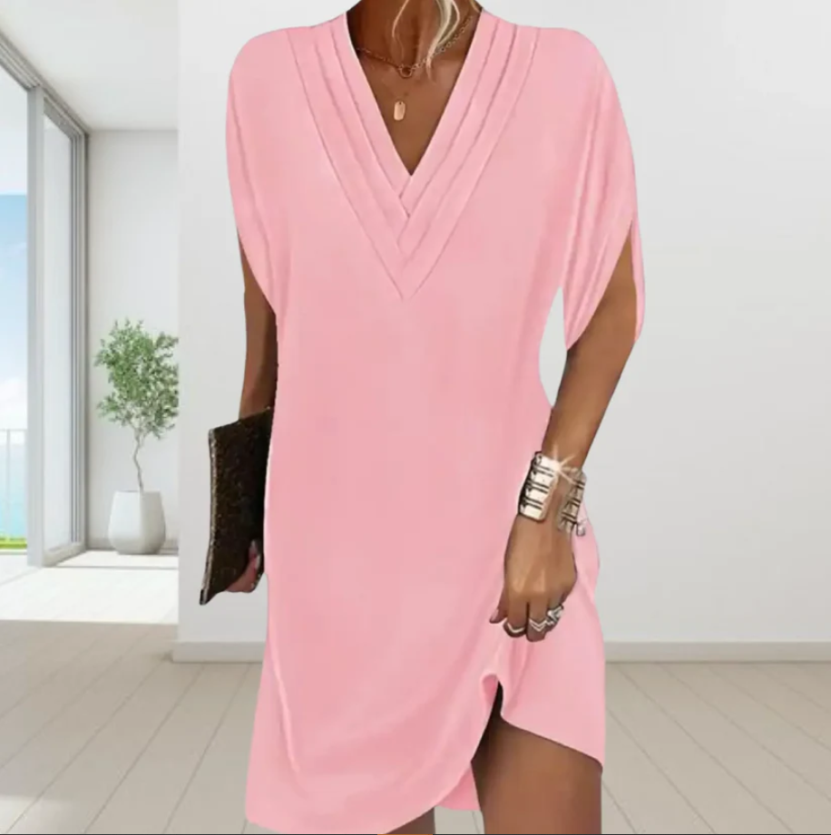 Régina | Robe plissée sans effort à col en V