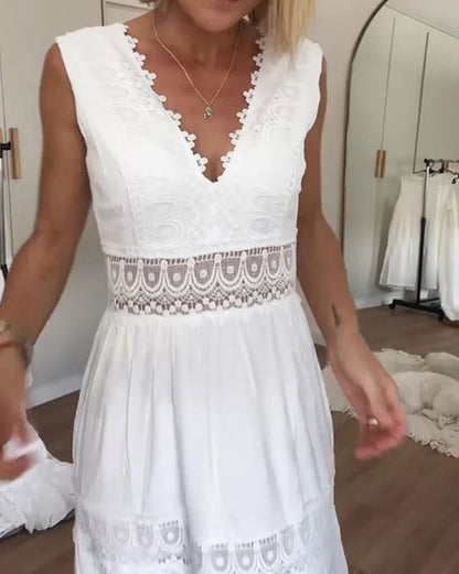Robe débardeur en dentelle à encolure en V