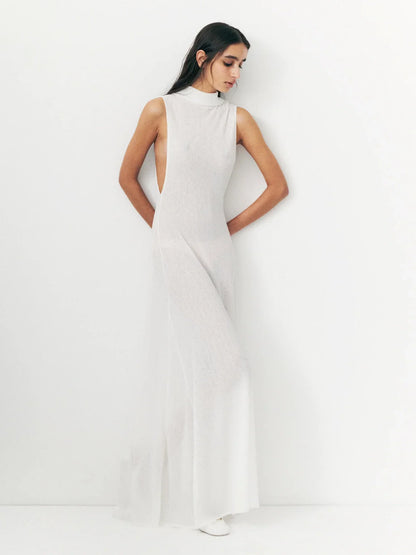 Robe Élégante Évasée Sans Manches