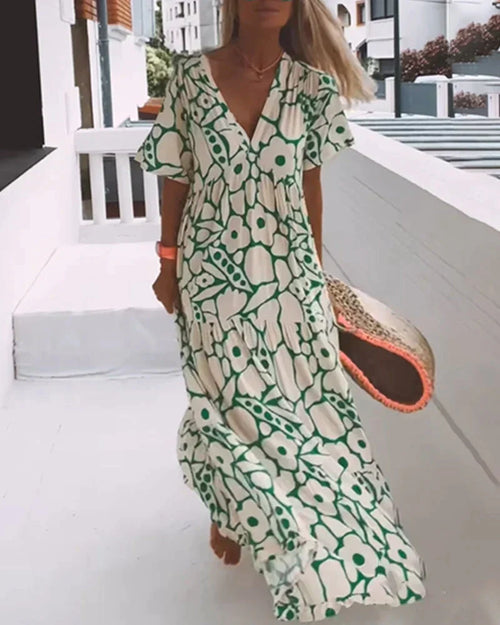 Robe Ample à Imprimé avec Décolleté en V - 💖 SPÉCIAL FÊTE DES MÈRES 👩‍🦳