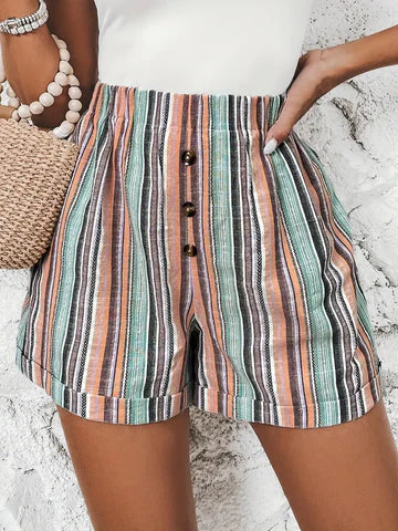 short à rayures contrastées