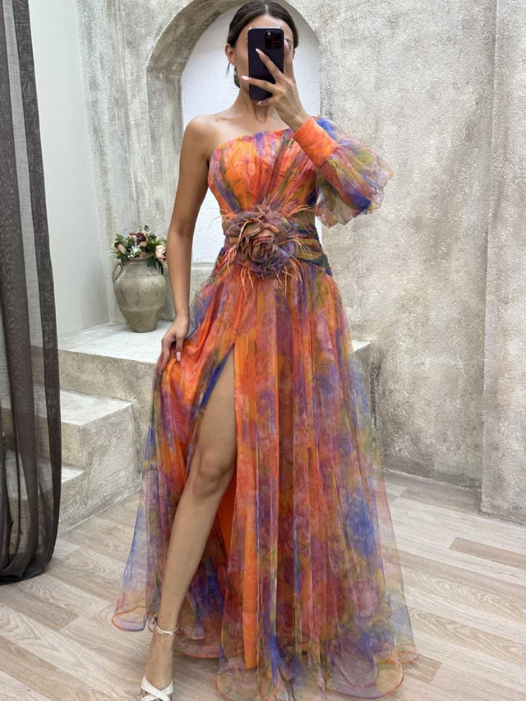 Robe Longue Asymétrique à Fleurs Kayla