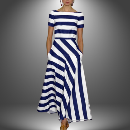 Natalia | Robe longue rayée artisanale