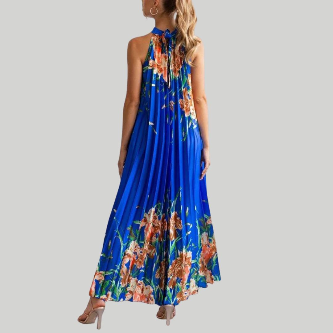 Pauline Laurent® | Maxi-robe fleurie à plis plissés