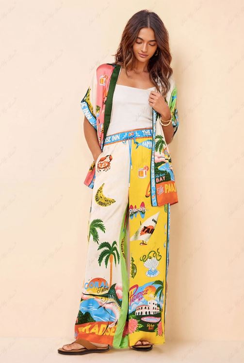Ensemble deux pièces imprimé style été à Sunny Beach - Top