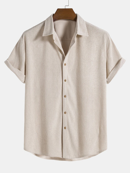 Ensemble Chemise et Short en Velours Côtelé Stylé pour Hommes