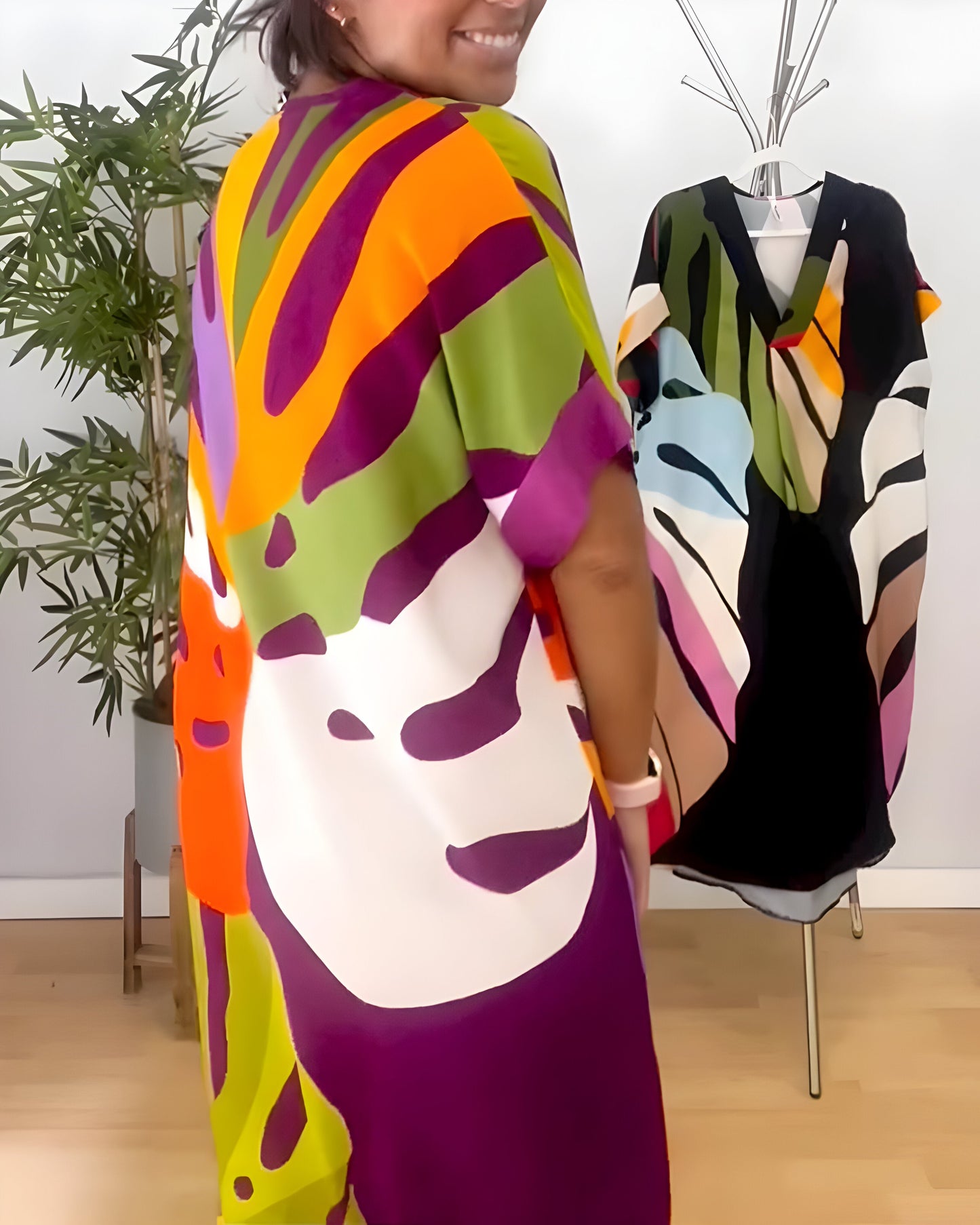 Nerissa™ - Robe décontractée à imprimé feuillage coloré pour un style frais et naturel