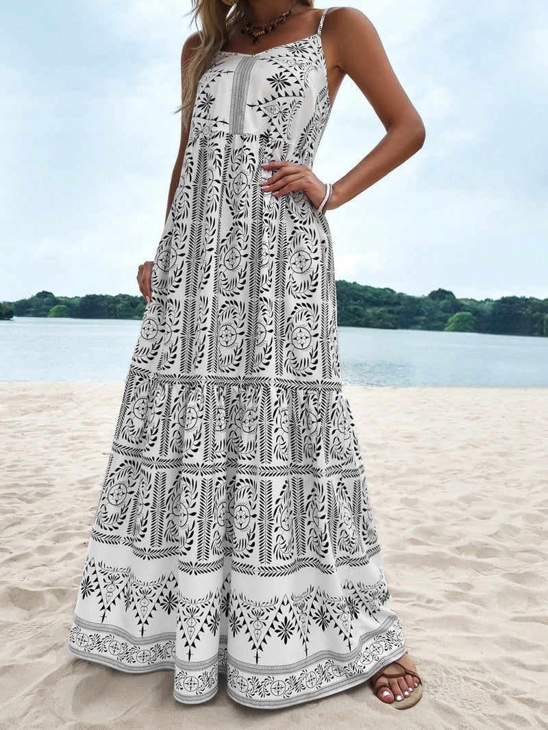 Tropical Vibes : robe femme à ourlet froncé et imprimé végétal