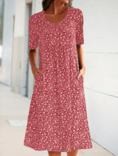 Robe florale à col rond