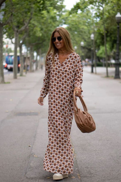Bellevo | Robe Chic à Motif Marron