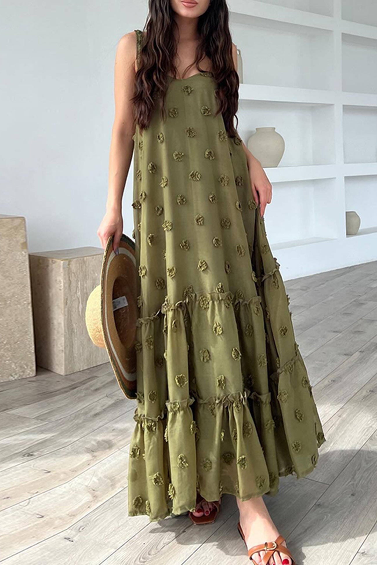 Robe à fleurs à plusieurs couches et large ourlet