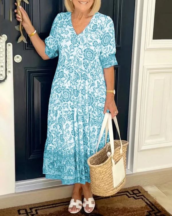 Robe bohème à encolure en V