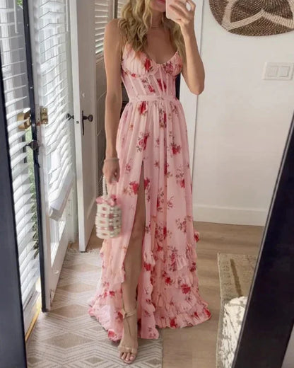 Elodie - Robe midi à fleurs et dentelle